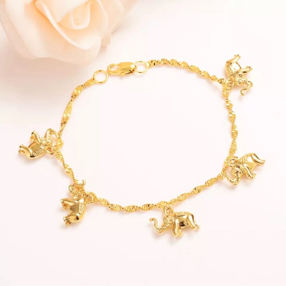 Delta Sigma Theta inspired Gold Elephant Charm Bracelet